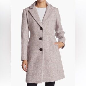 Sam Edleman Notch Collar Lavender and ivory herringbone wool coat